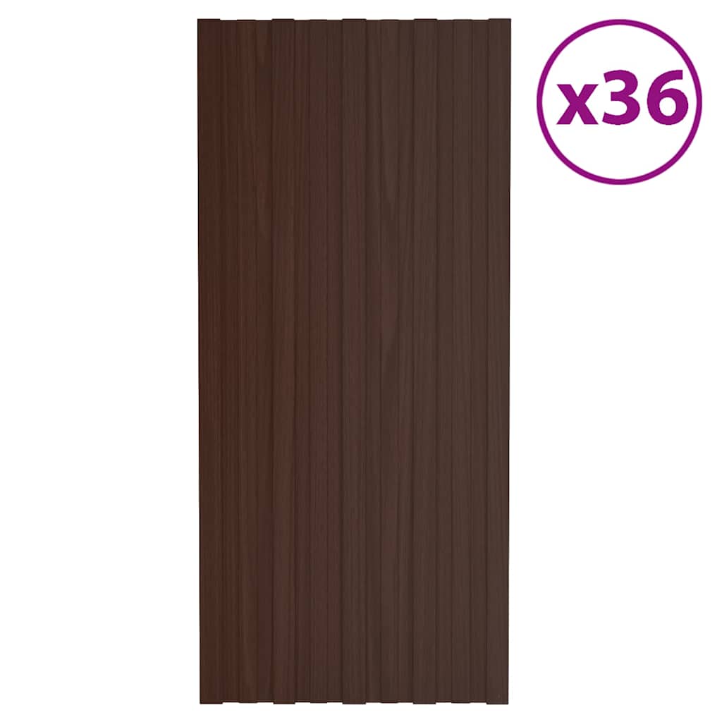 JUNG Vida Dachpaneele 36 Stk. Verzinkter Stahl Braun 100x45 cm