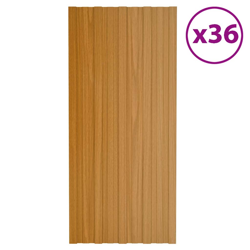 JUNG Vida Dachpaneele 36 Stk. Verzinkter Stahl Holzoptik Hell 100x45 cm