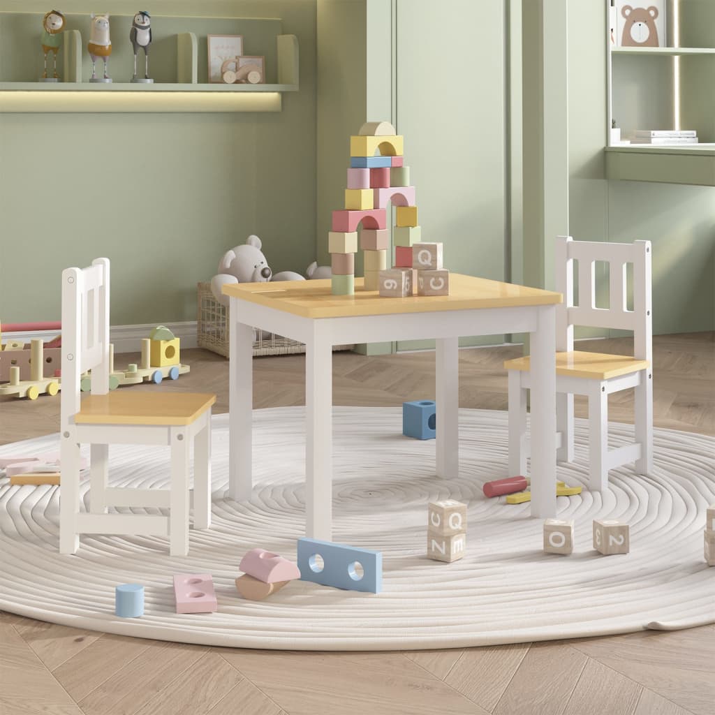 JUNG Vida 3-tlg. Kinder-Sitzgruppe Weiß und Beige MDF