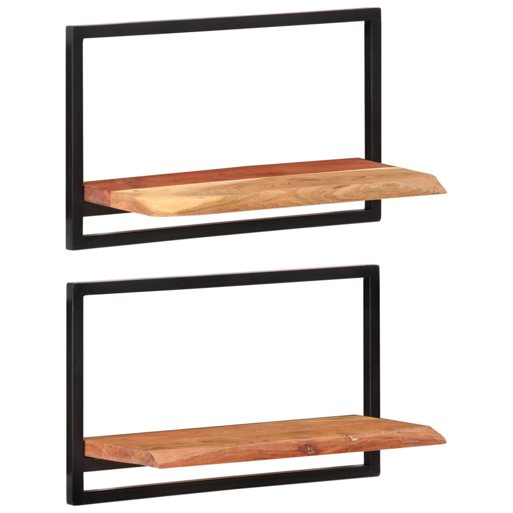 JUNG Vida Wandregale 2 Stk. 60x25x35 cm Massivholz Akazie und Stahl