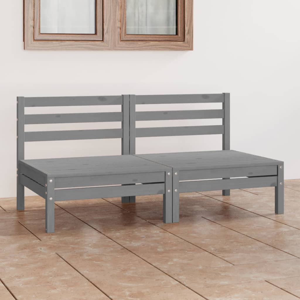 JUNG Vida 2-Sitzer-Gartensofa Grau Kiefer Massivholz