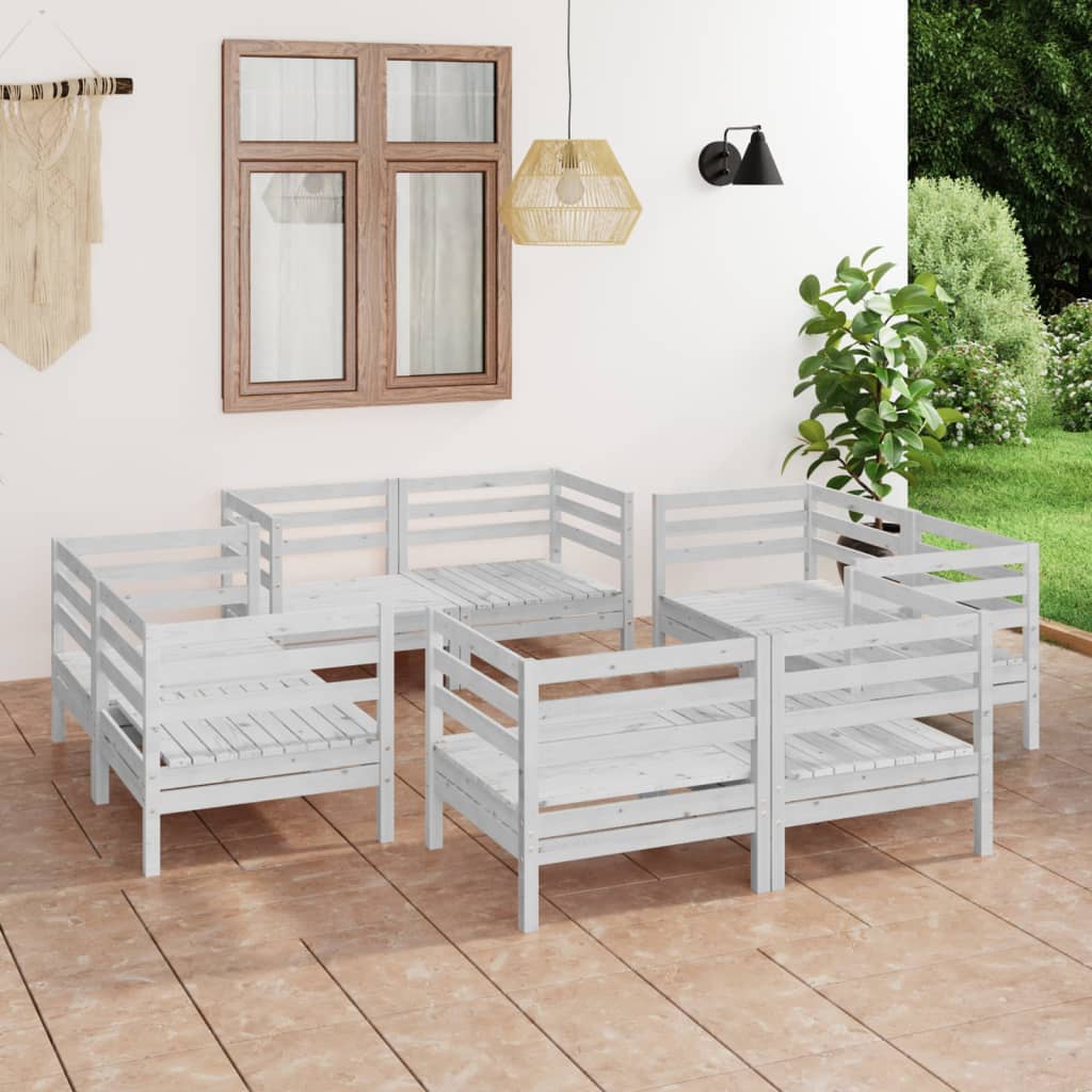 JUNG Vida 8-tlg. Garten-Lounge-Set Weiß Kiefer Massivholz