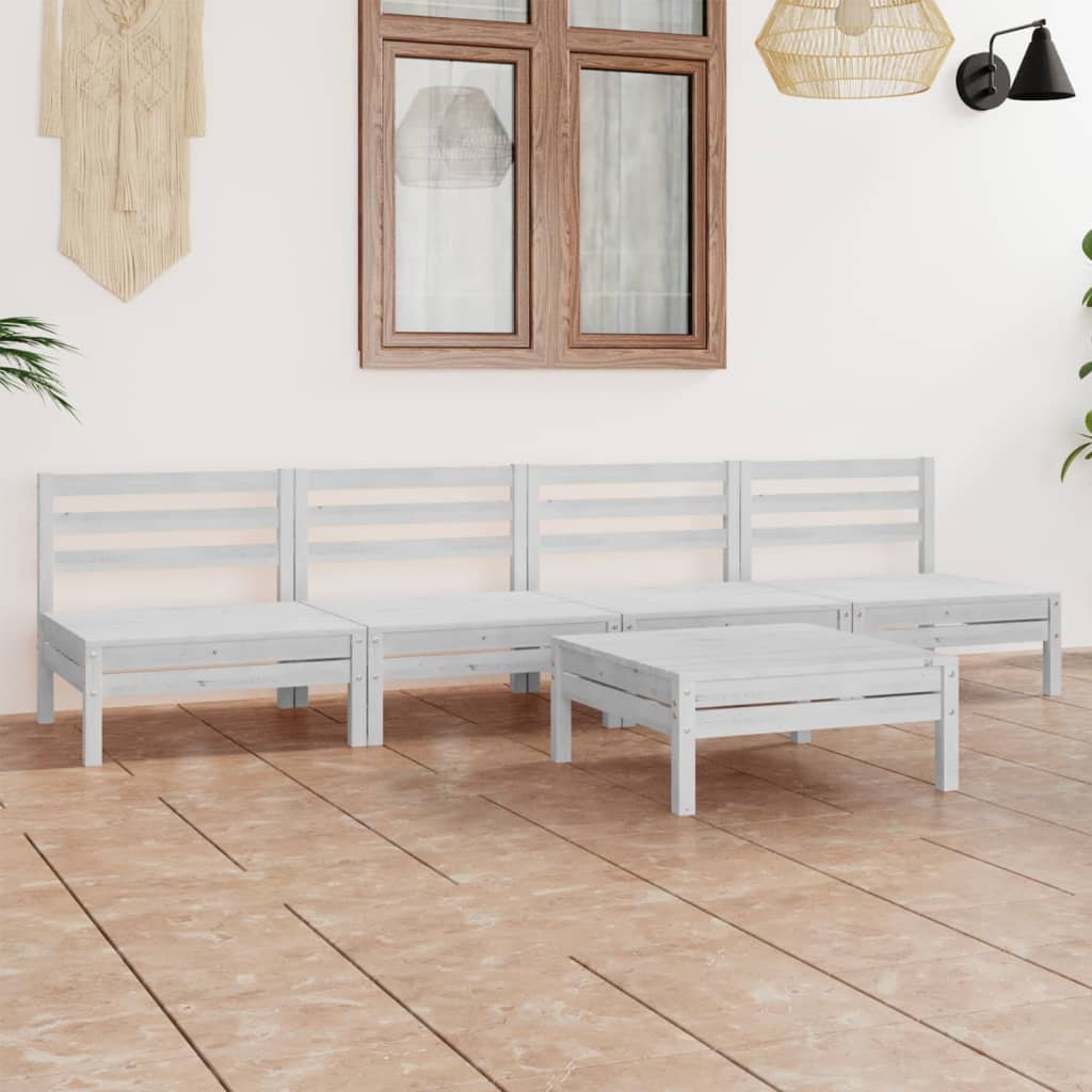 JUNG Vida 5-tlg. Garten-Lounge-Set Weiß Kiefer Massivholz