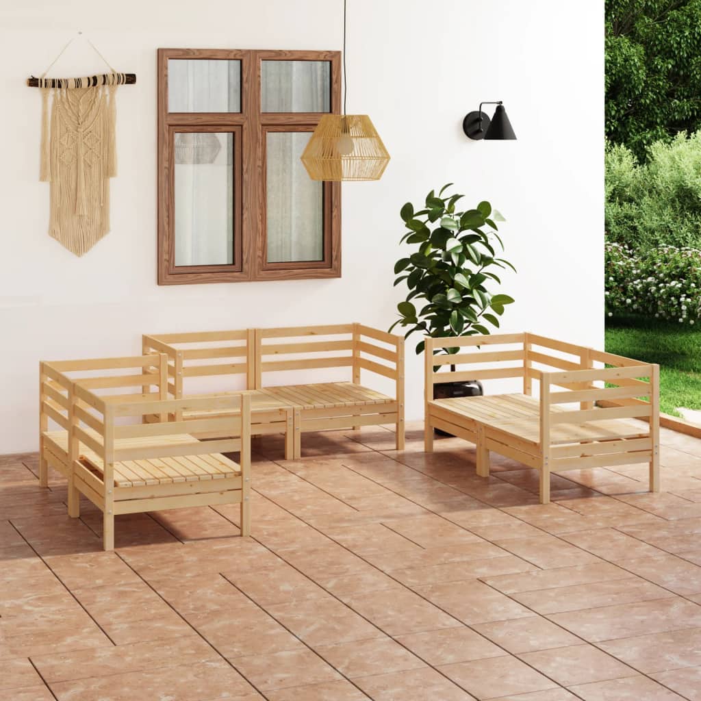 JUNG Vida 6-tlg. Garten-Lounge-Set Massivholz Kiefer