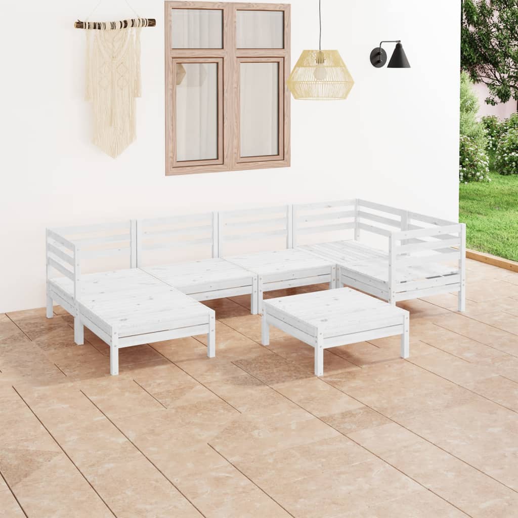 JUNG Vida 7-tlg. Garten-Lounge-Set Massivholz Kiefer Weiß