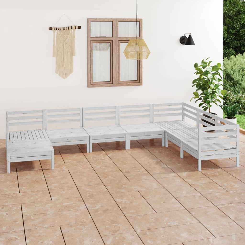JUNG Vida 8-tlg. Garten-Lounge-Set Massivholz Kiefer Weiß