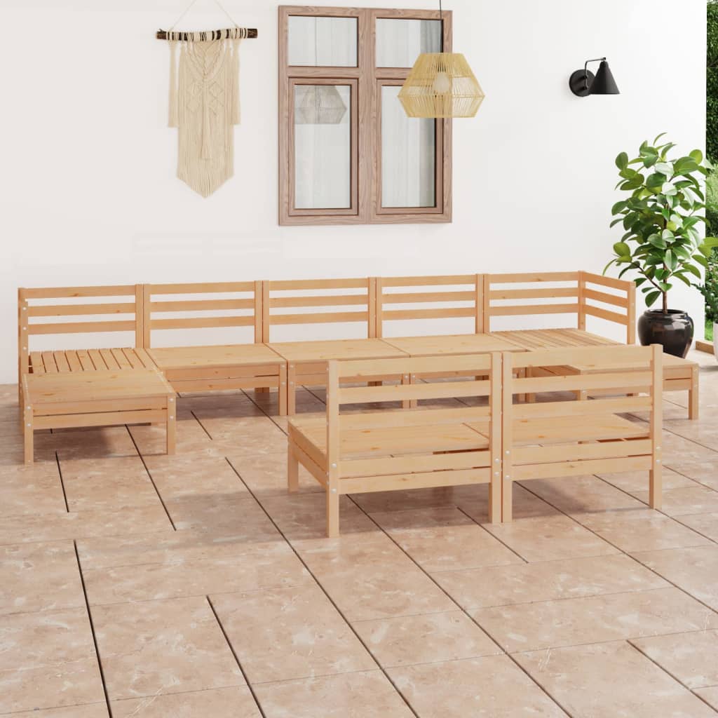 JUNG Vida 9-tlg. Garten-Lounge-Set Massivholz Kiefer