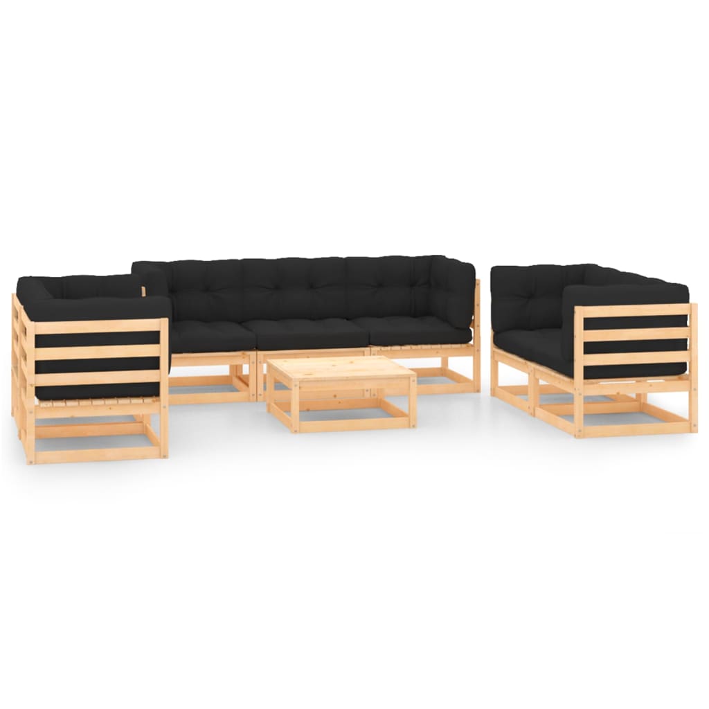 JUNG Vida 8-tlg. Garten-Lounge-Set mit Kissen Massivholz Kiefer