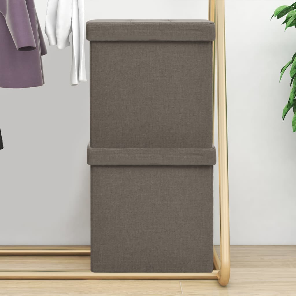 JUNG Vida Hocker mit Stauraum 2 Stk. Taupe Leinenoptik