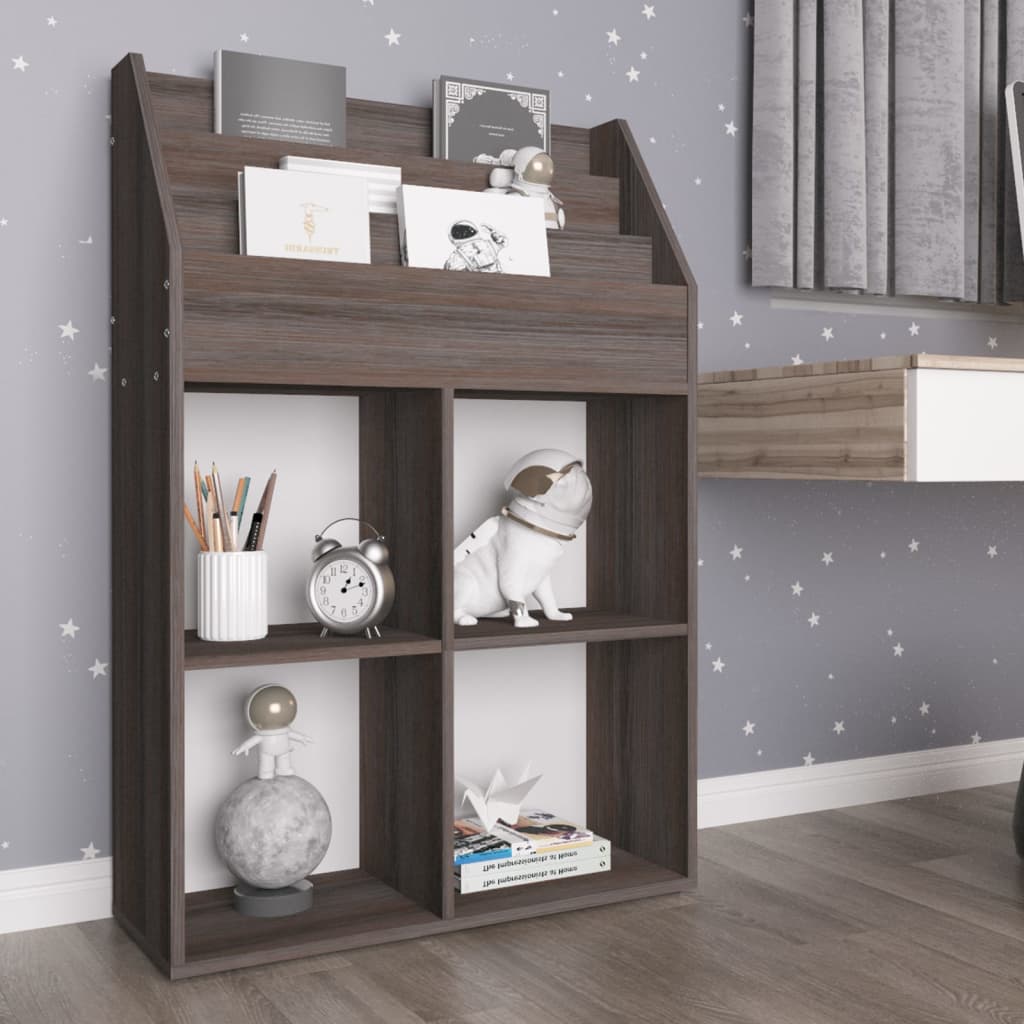 JUNG Vida Kinder-Bücherregal Grau & Sonoma-Eiche 71x30x114 cm Spanplatte