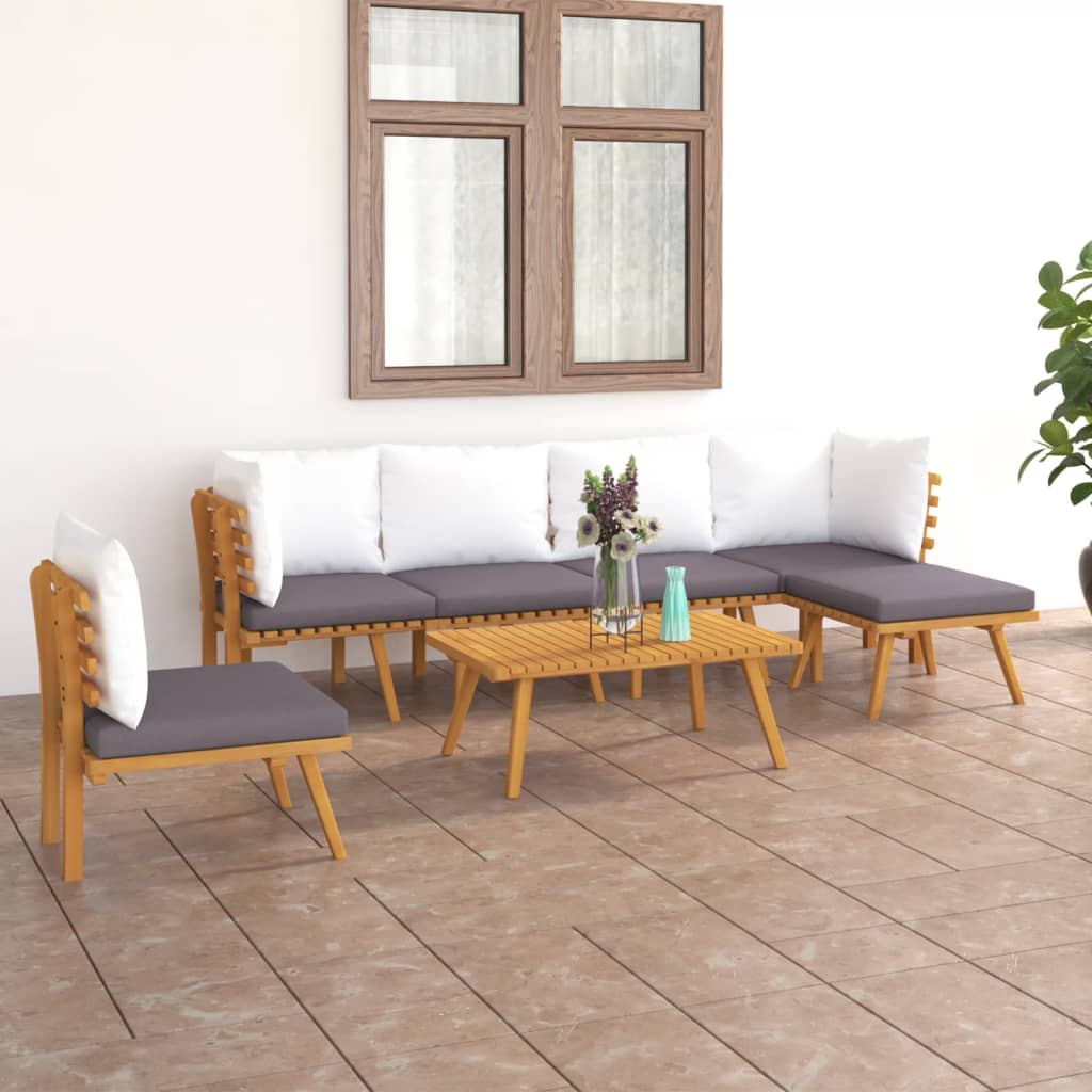 JUNG Vida 7-tlg. Garten-Lounge-Set mit Kissen Massivholz Akazie