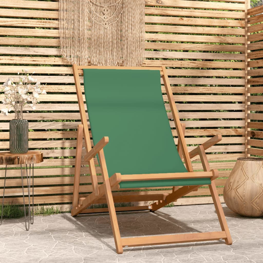 JUNG Vida Strandstuhl Klappbar Massivholz Teak Grün