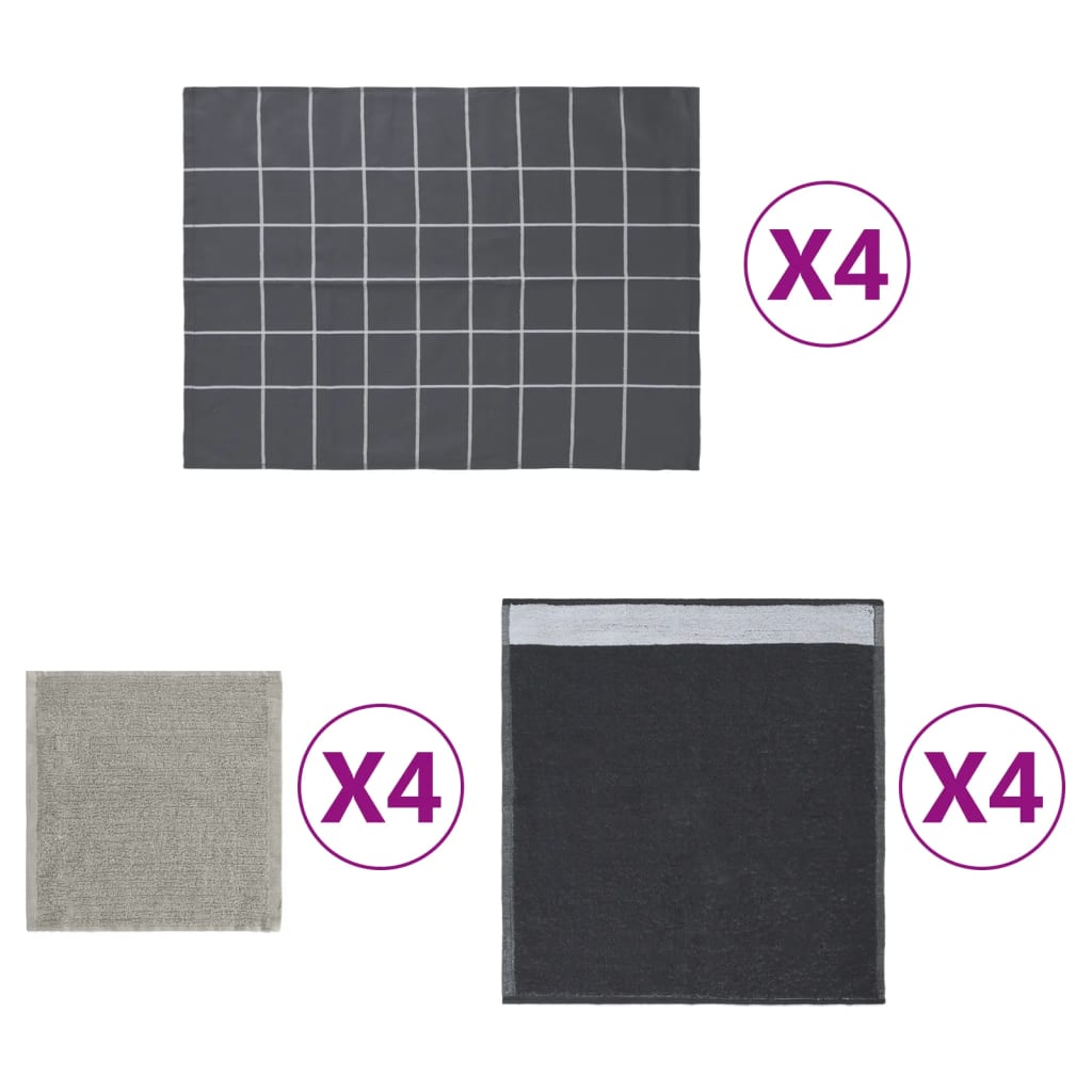 JUNG Vida 12-tlg. Handtuch-Set Grau Baumwolle