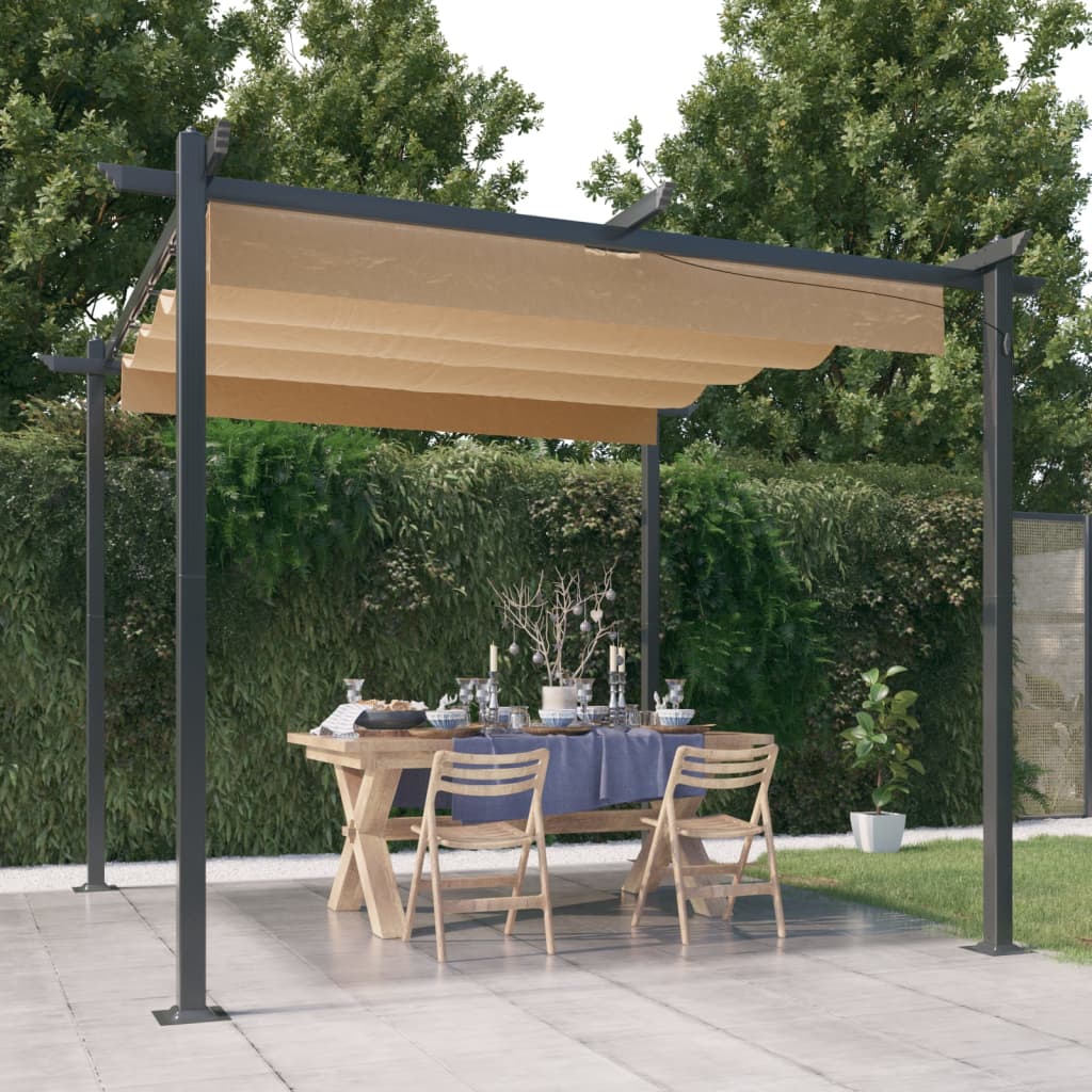 JUNG Vida Pavillon mit Ausziehbarem Dach 3x3 m Taupe