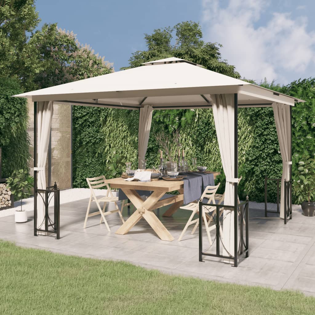 JUNG Vida Pavillon mit Seitenwänden & Doppeldach 3x3 m Creme