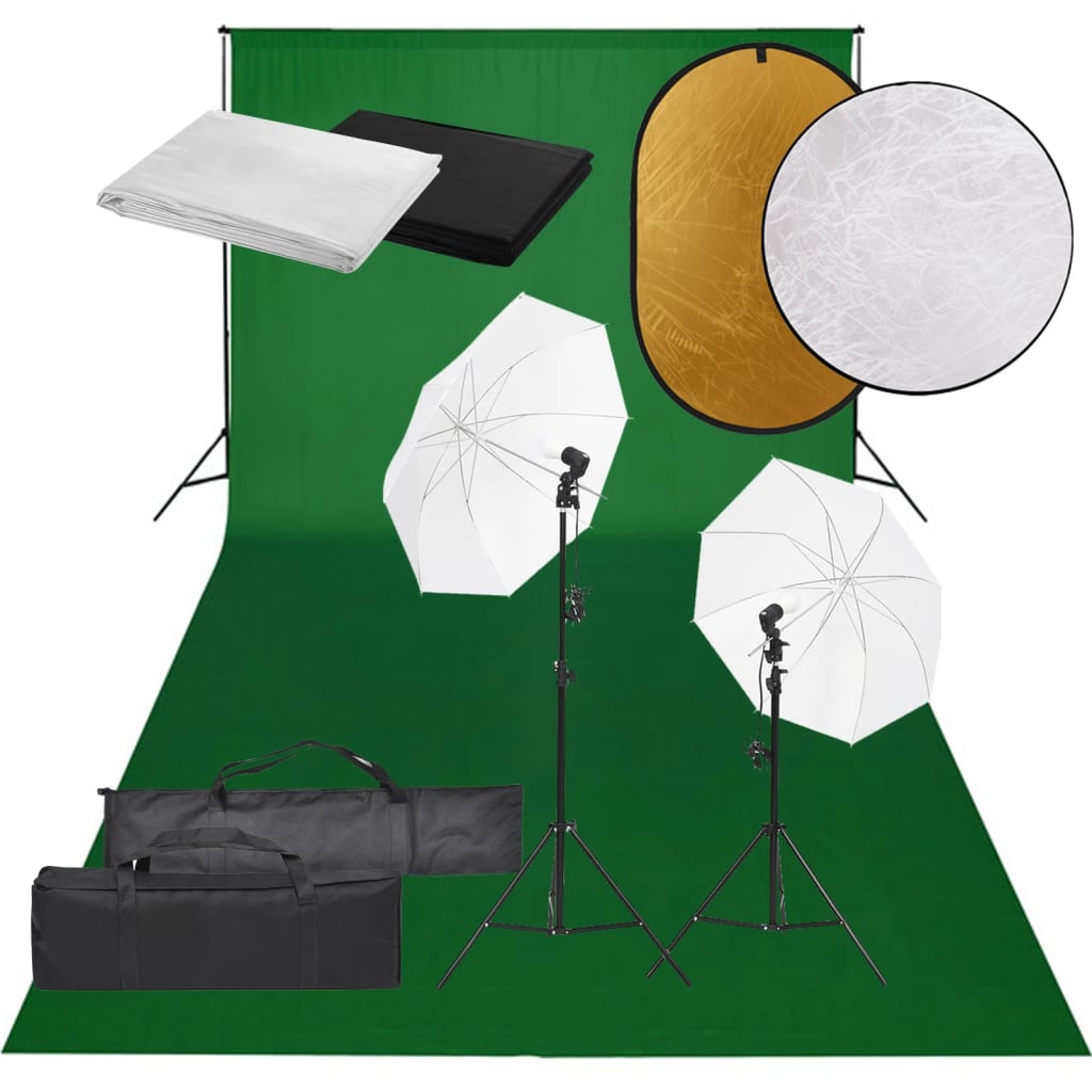 JUNG Vida Fotostudio-Set mit Beleuchtung, Hintergrund und Reflektor