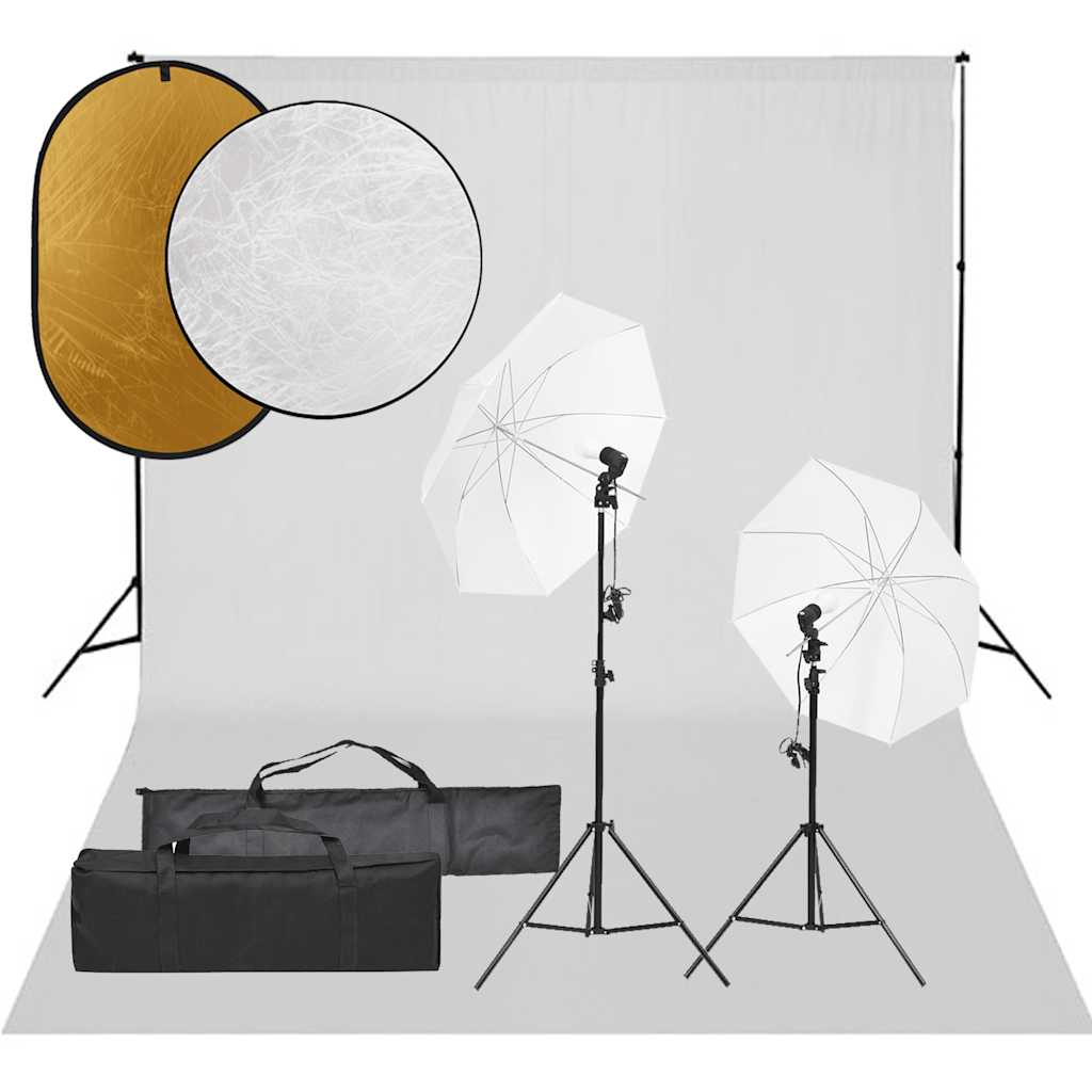 JUNG Vida Fotostudio-Set mit Beleuchtung, Hintergrund und Reflektor