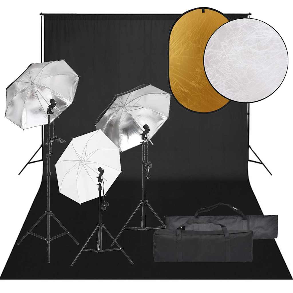 JUNG Vida Fotostudio-Set mit Beleuchtung, Hintergrund und Reflektor