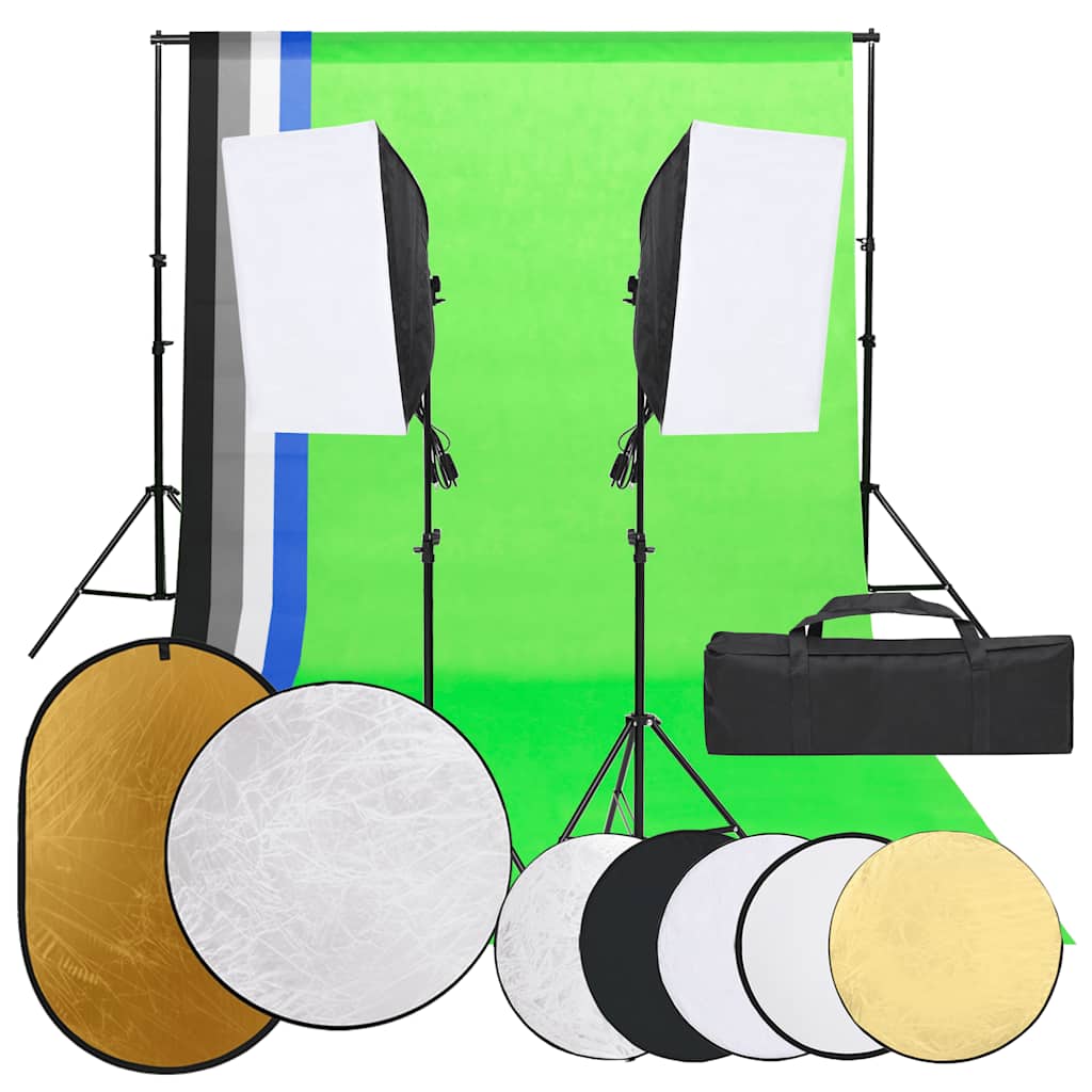 JUNG Vida Fotostudio-Set mit Beleuchtung, Hintergrund und Reflektor