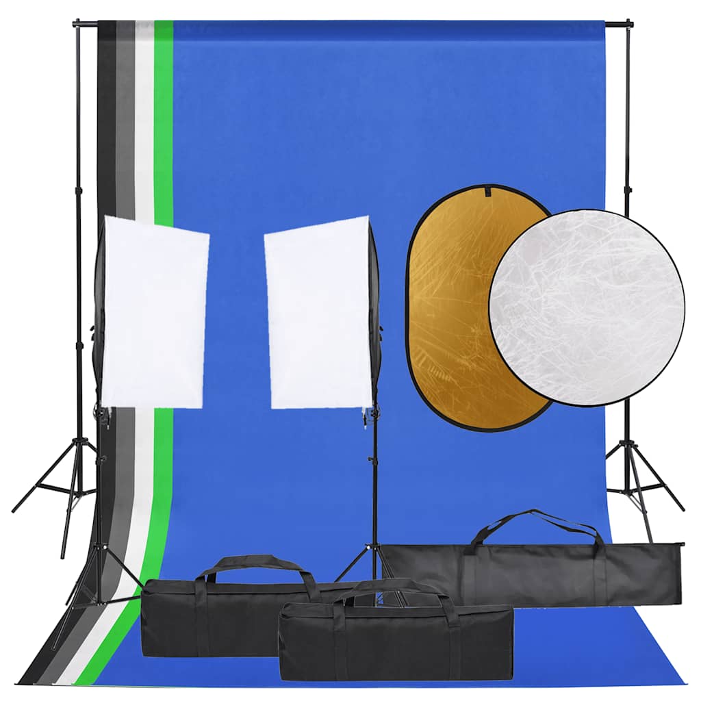 JUNG Vida Fotostudio-Set mit Beleuchtung, Hintergrund und Reflektor