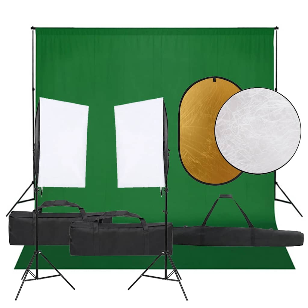 JUNG Vida Fotostudio-Set mit Beleuchtung, Hintergrund und Reflektor