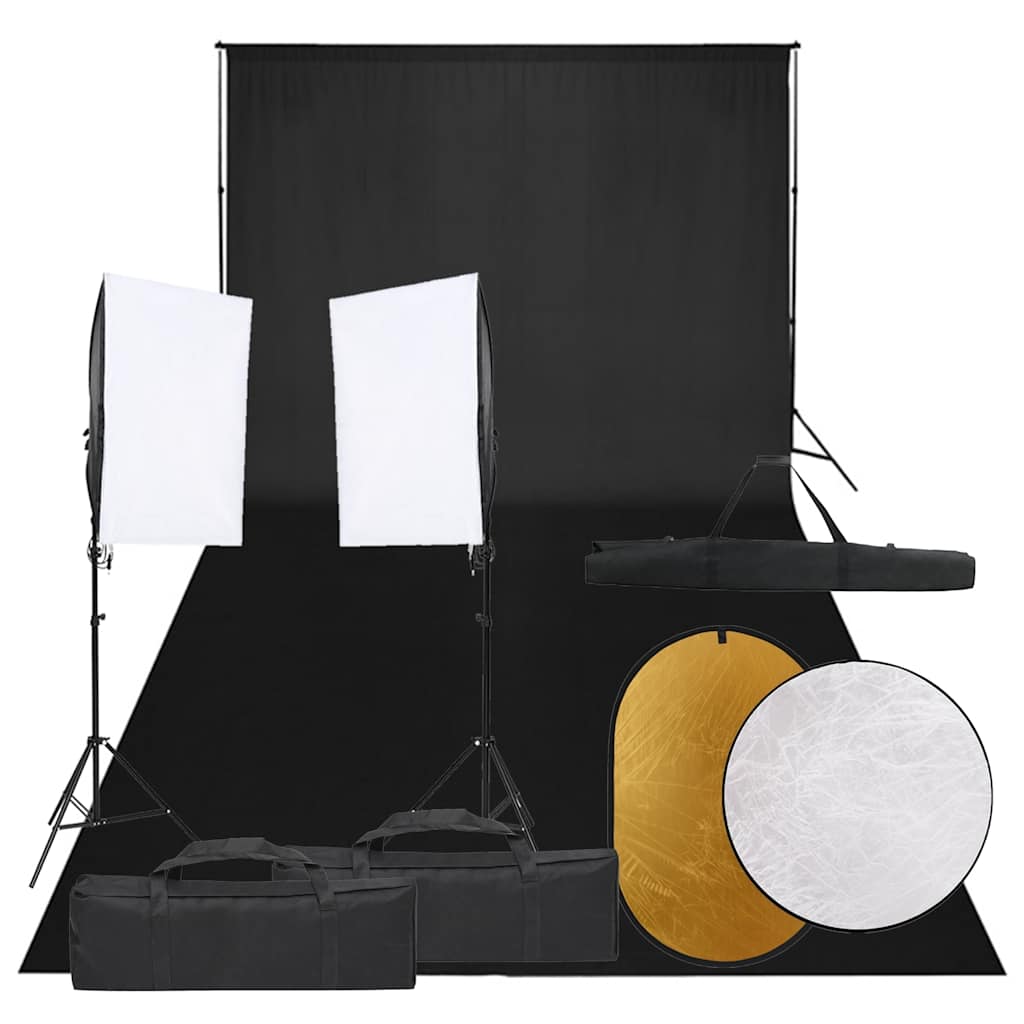JUNG Vida Fotostudio-Set mit Beleuchtung, Hintergrund und Reflektor