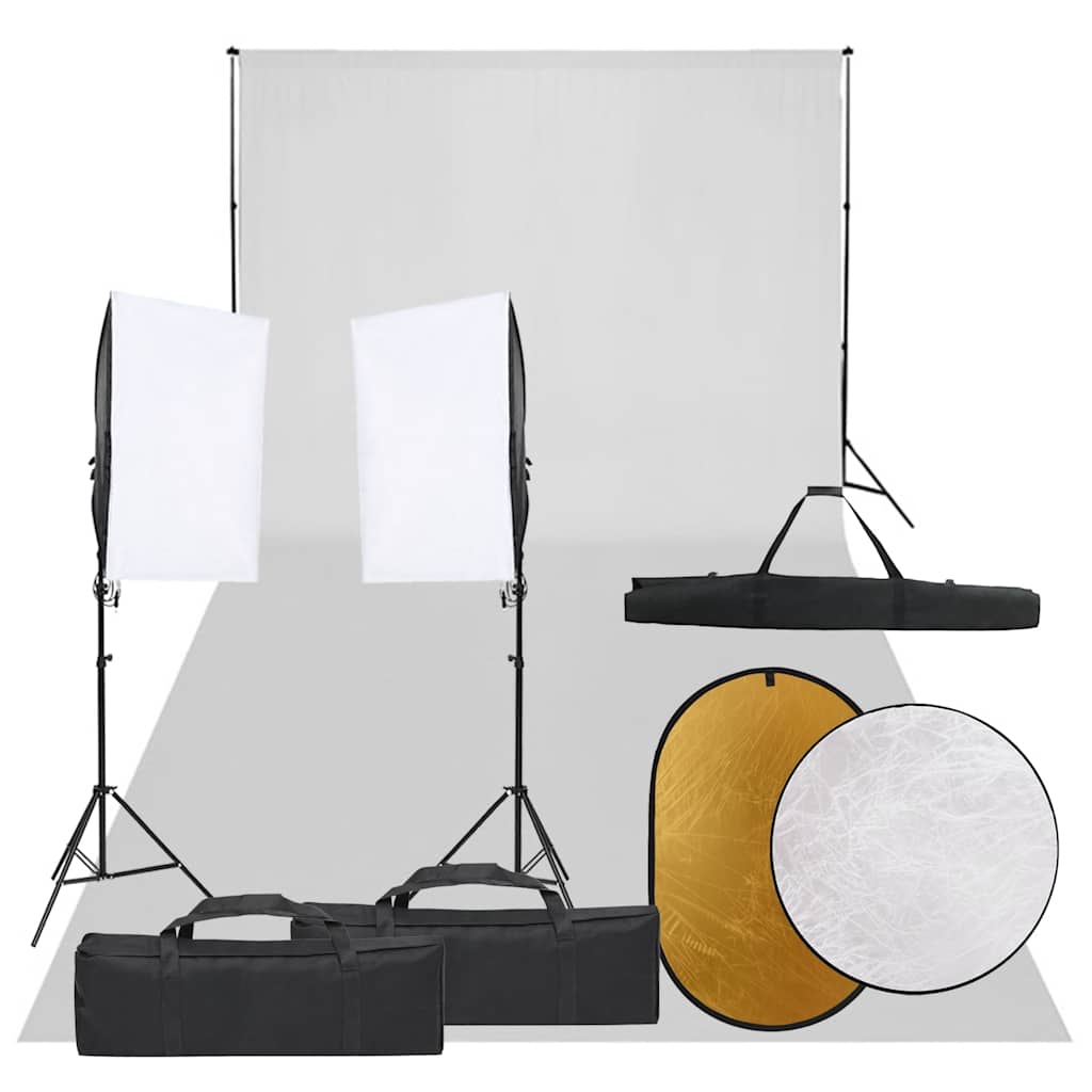 JUNG Vida Fotostudio-Set mit Beleuchtung, Hintergrund und Reflektor