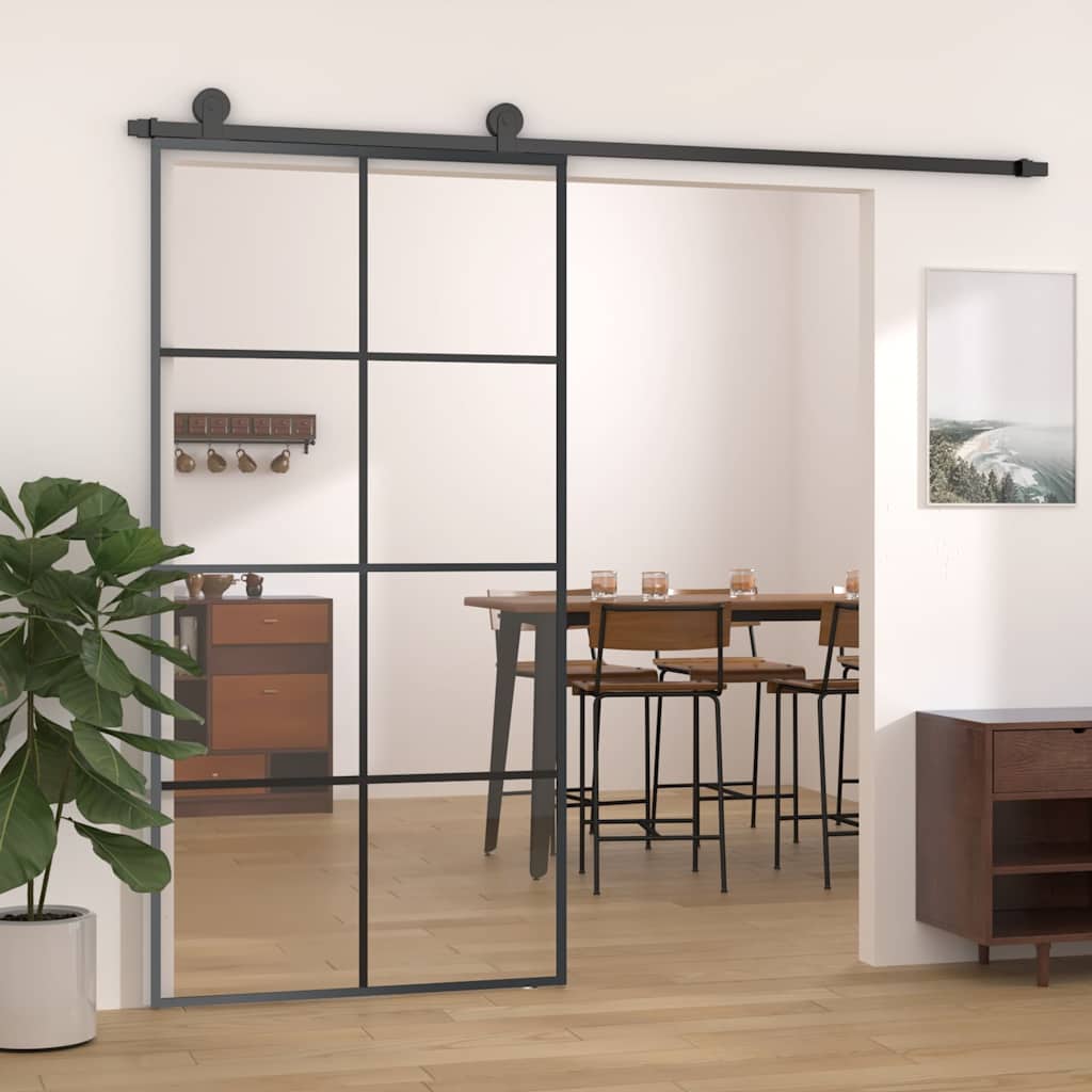 JUNG Vida Schiebetür Schwarz 102,5x205 cm ESG-Glas und Aluminium