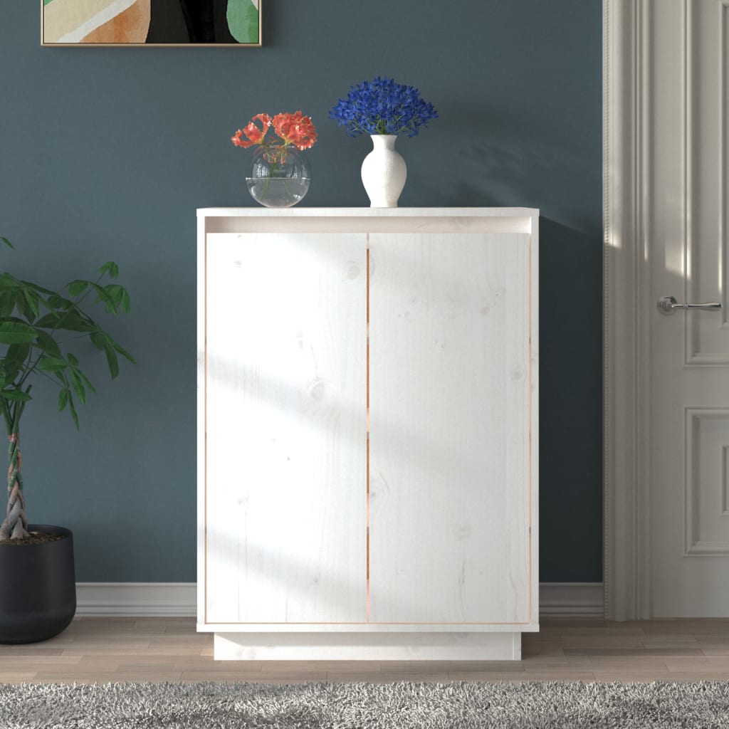 JUNG Vida Schuhschrank Weiß 60x35x80 cm Massivholz Kiefer