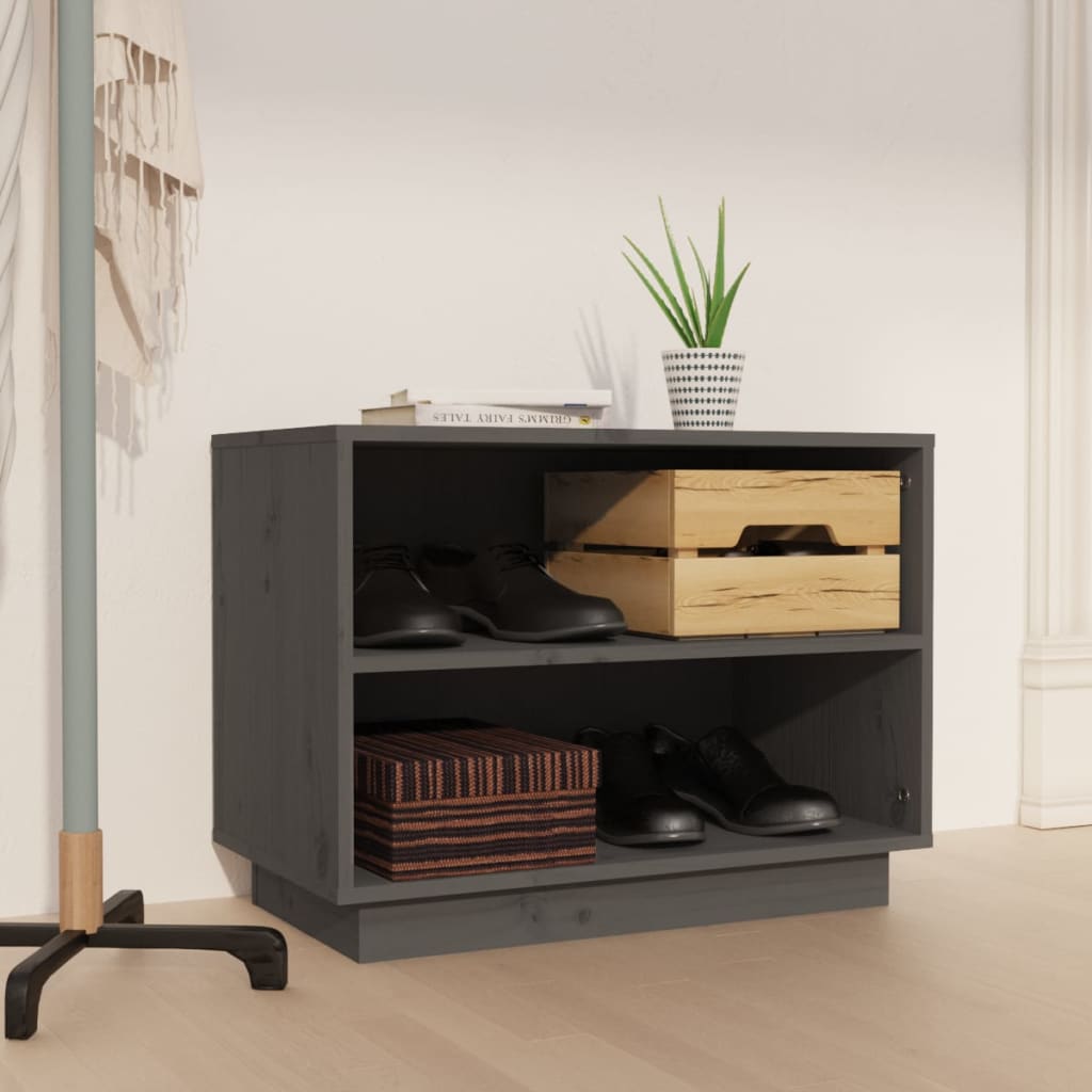 JUNG Vida Schuhschrank Grau 60x34x45 cm Massivholz Kiefer