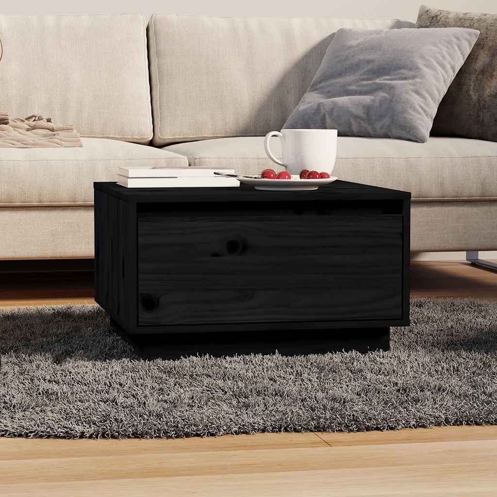 JUNG Vida Couchtisch Schwarz 55x56x32 cm Massivholz Kiefer