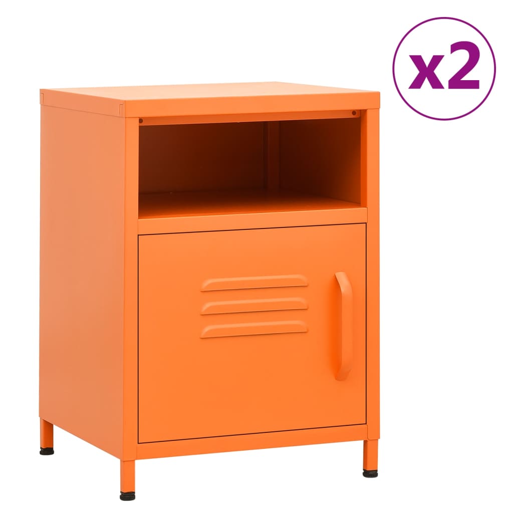 JUNG Vida Nachttische 2 Stk. Orange 35x35x51 cm Stahl
