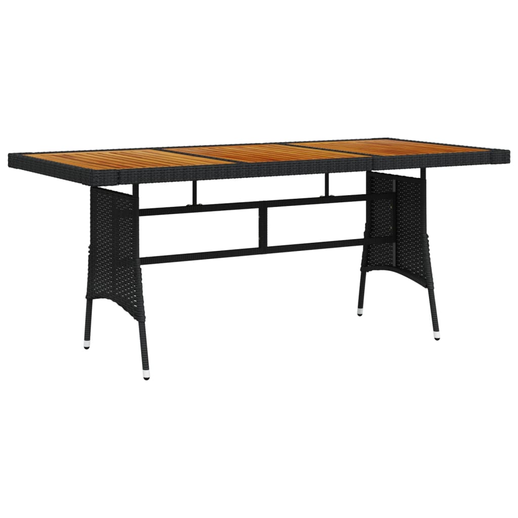 JUNG Vida Gartentisch Schwarz 160x70x72cm Poly Rattan & Massivholz Akazie