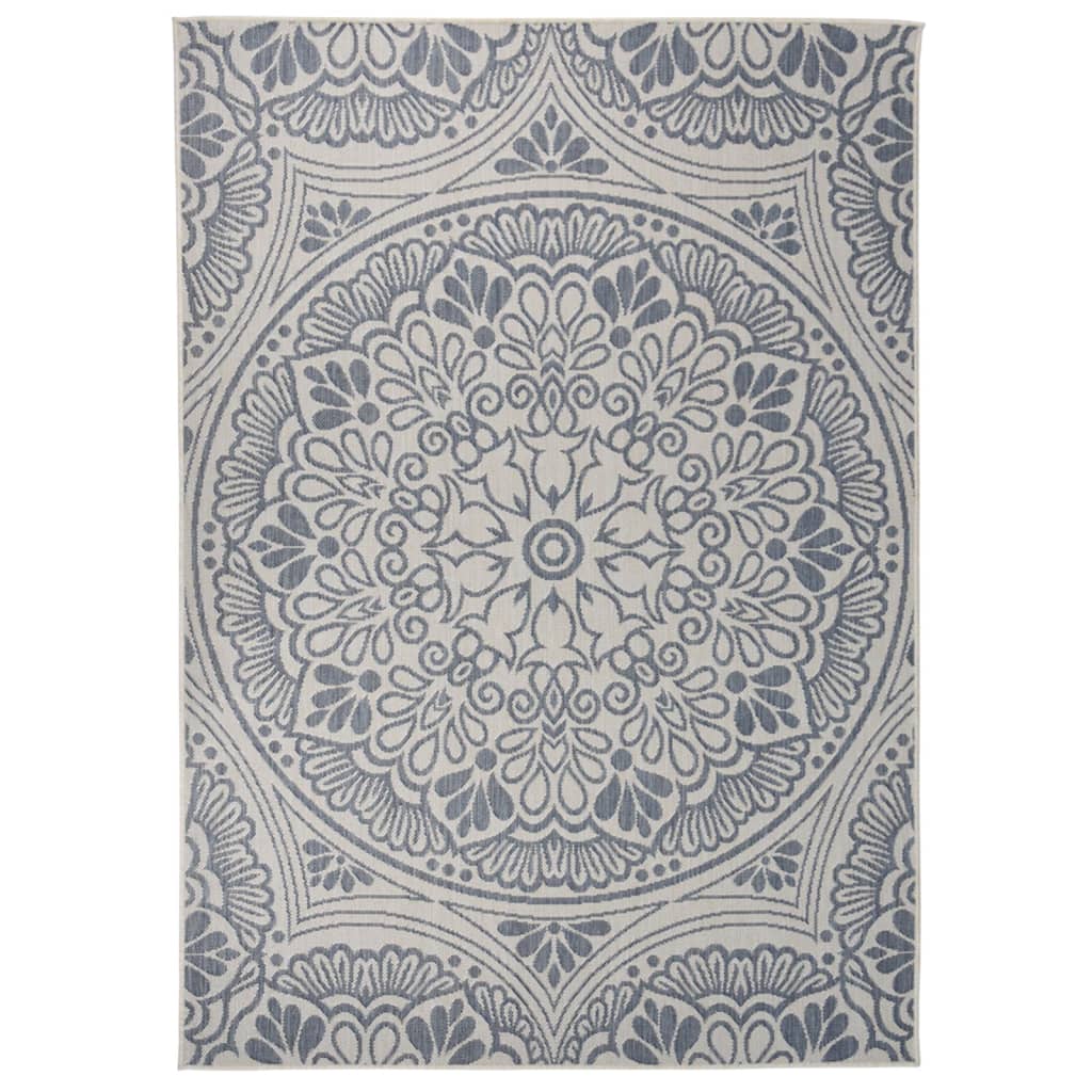 JUNG Vida Outdoor-Teppich Flachgewebe 140x200 cm Blaues Muster