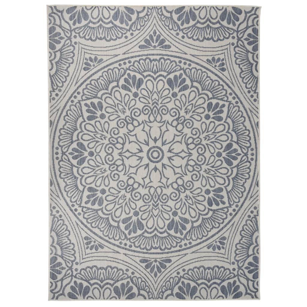 JUNG Vida Outdoor-Teppich Flachgewebe 200x280 cm Blaues Muster