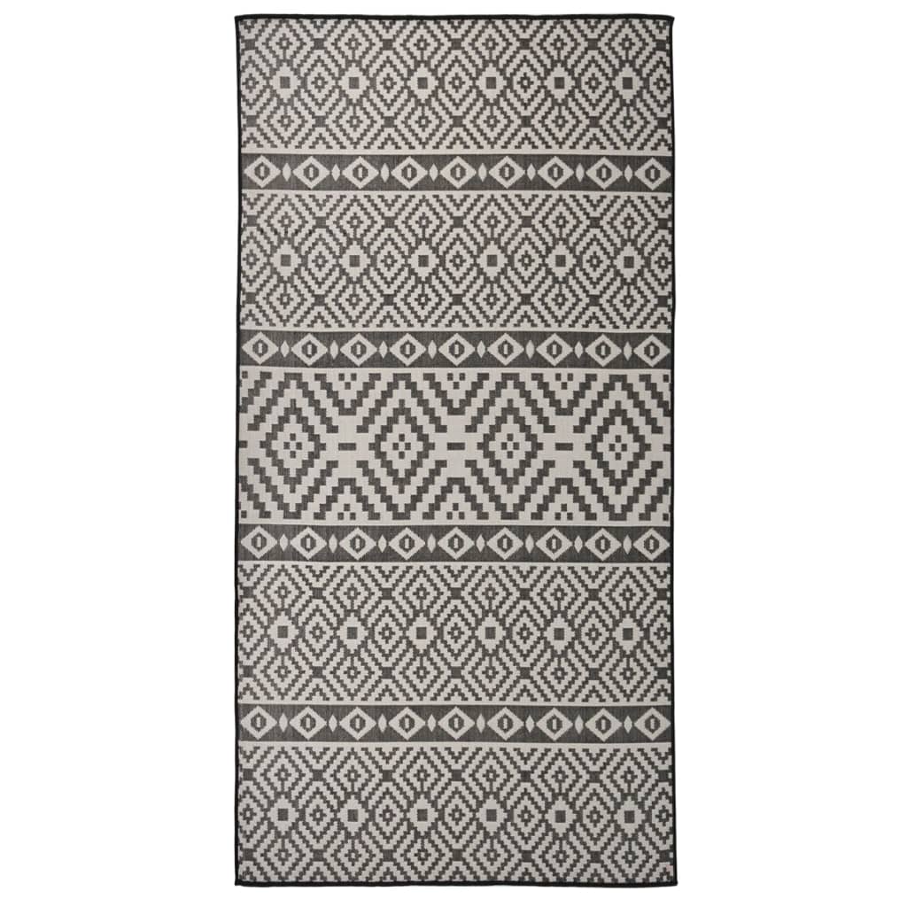 JUNG Vida Outdoor-Teppich Flachgewebe 100x200 cm Schwarz Gestreift