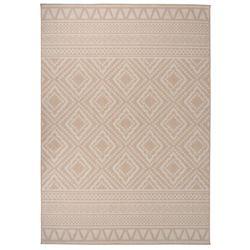 JUNG Vida Outdoor-Teppich Flachgewebe 140x200 cm Braun Gestreift
