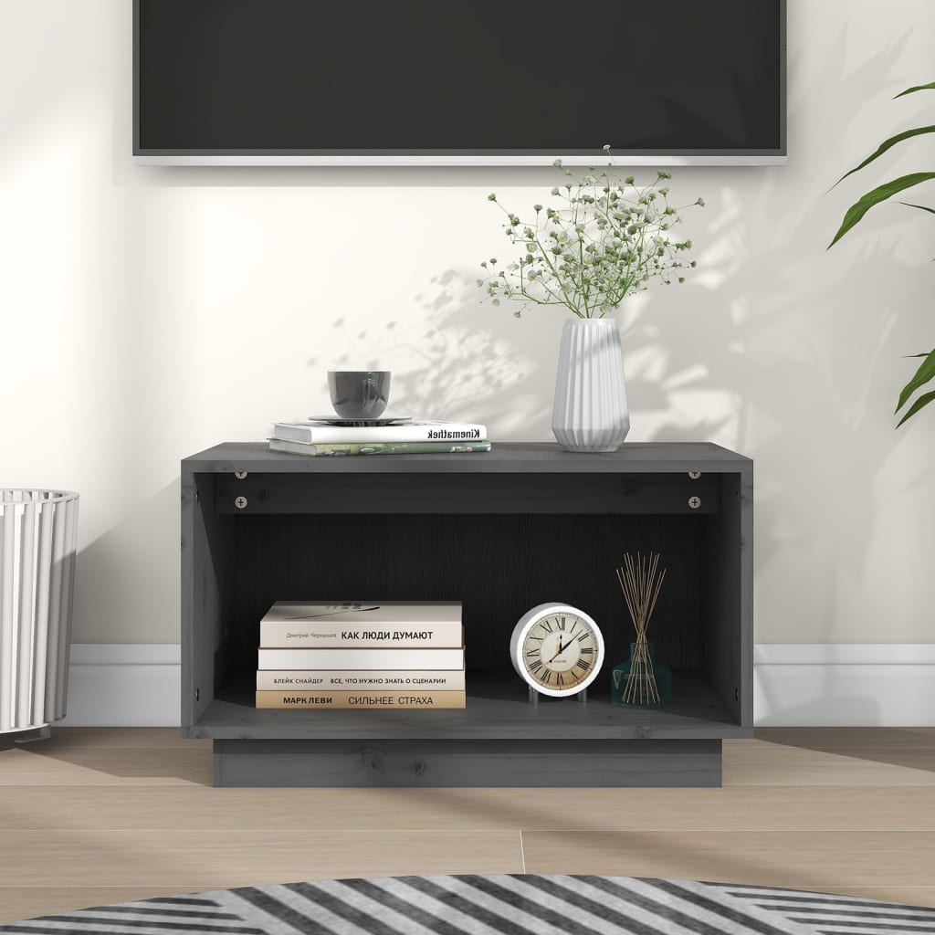 JUNG Vida TV-Schrank Grau 60x35x35 cm Massivholz Kiefer