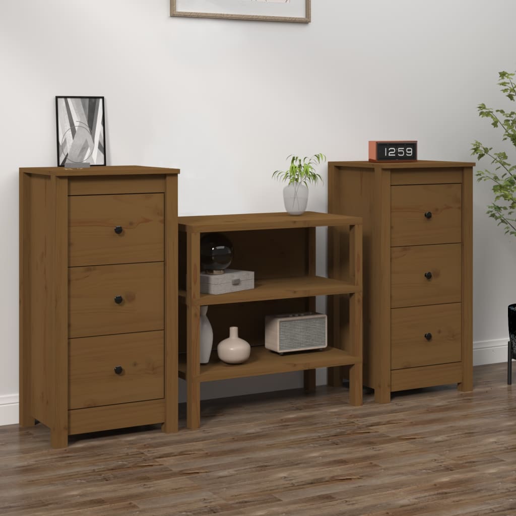 JUNG Vida Sideboards 2 Stk. Honigbraun 40x35x80 cm Massivholz Kiefer