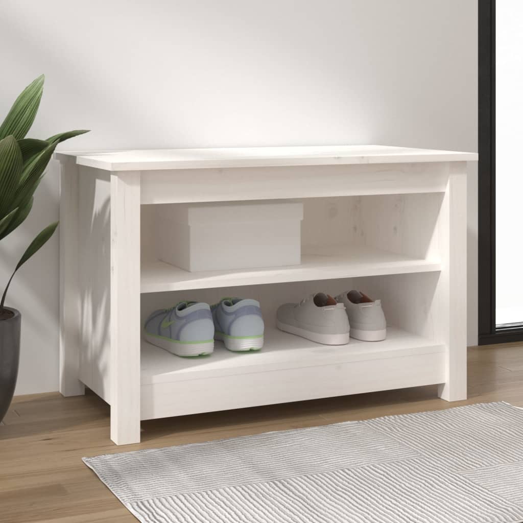 JUNG Vida Schuhbank Weiß 70x38x45,5 cm Massivholz Kiefer