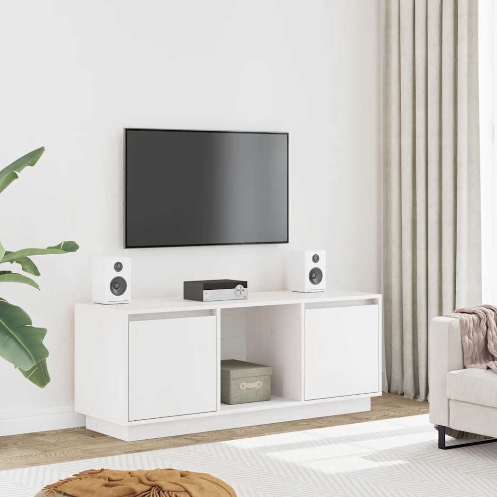 JUNG Vida TV-Schrank Weiß 110,5x35x44 cm Massivholz Kiefer