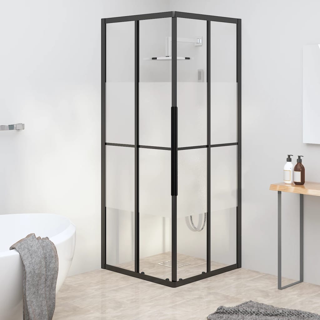 JUNG Vida Duschkabine Halbmatt ESG 80x80x180 cm Schwarz