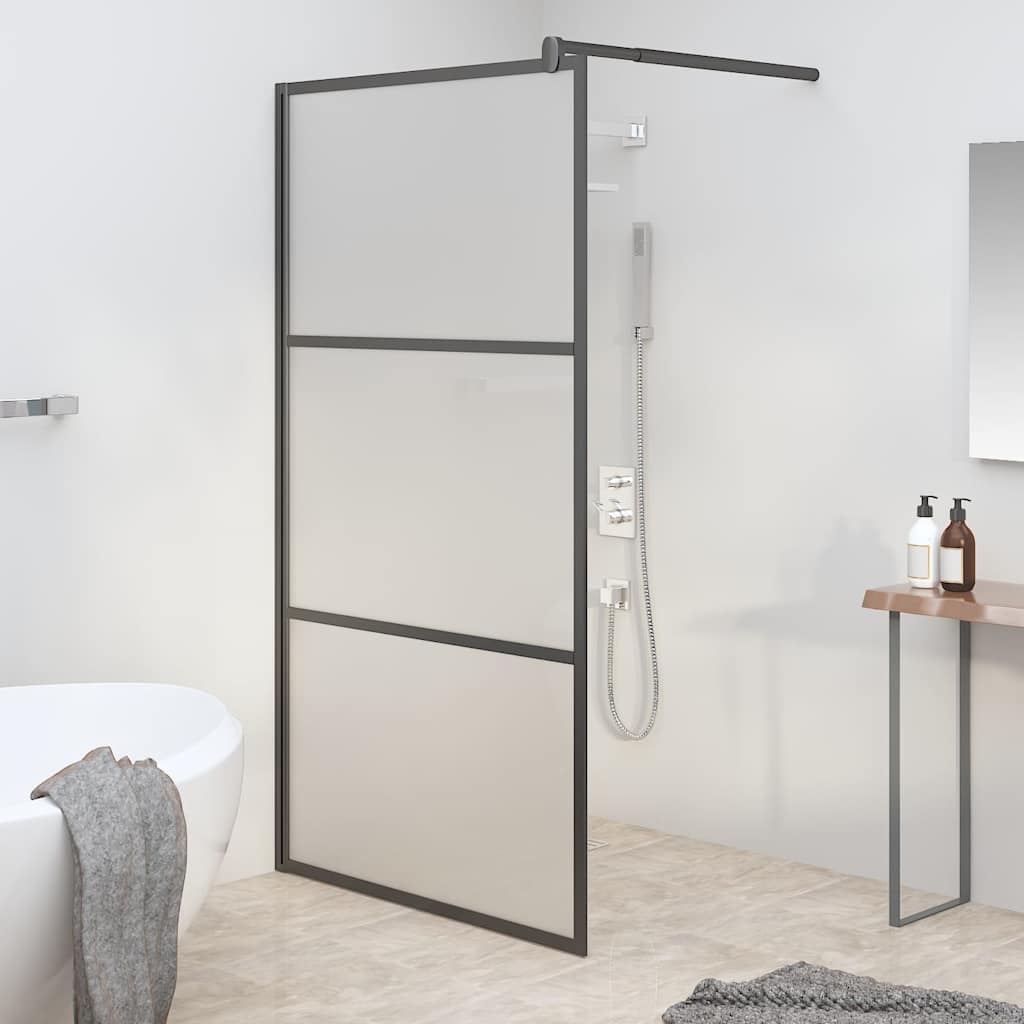 JUNG Vida Duschwand für Walk-In Dusche 100x195 cm ESG Mattiert Schwarz
