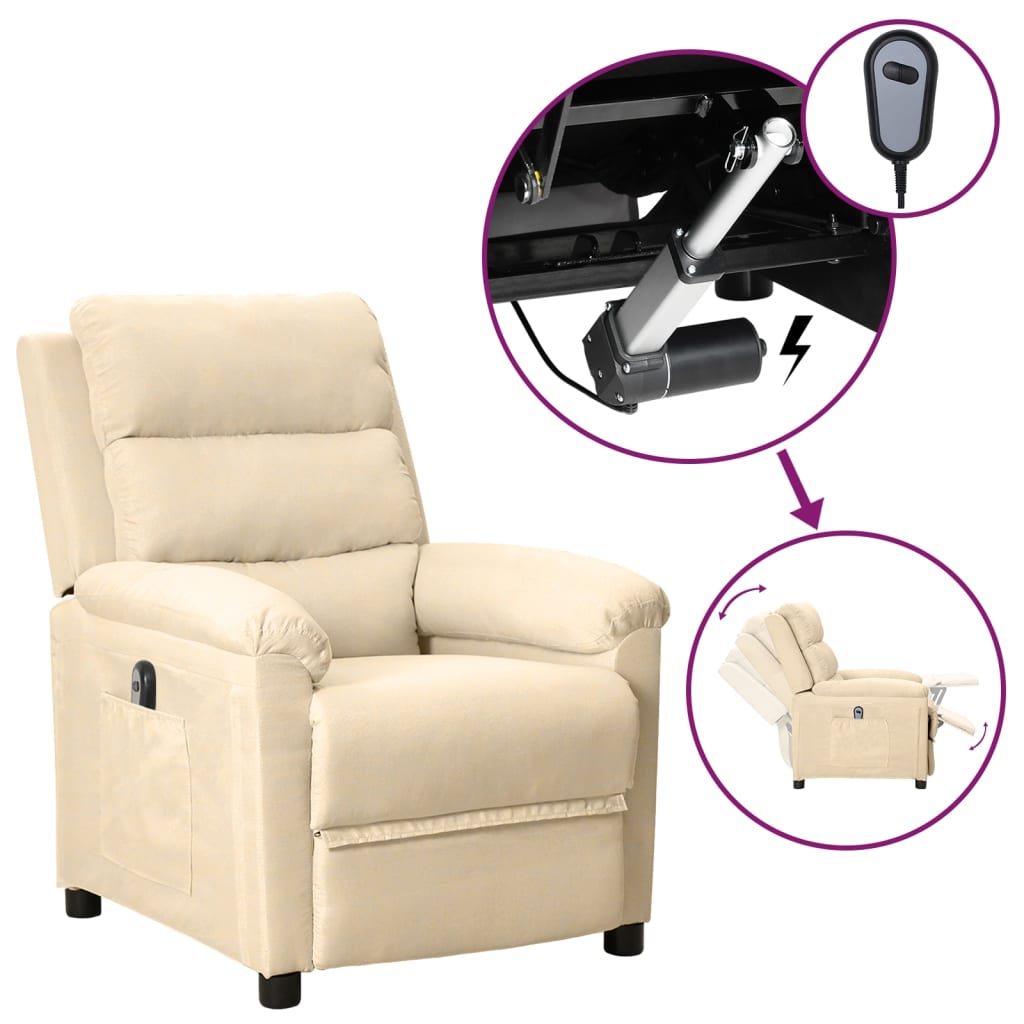 JUNG Vida Relaxsessel Elektrisch Creme Stoff