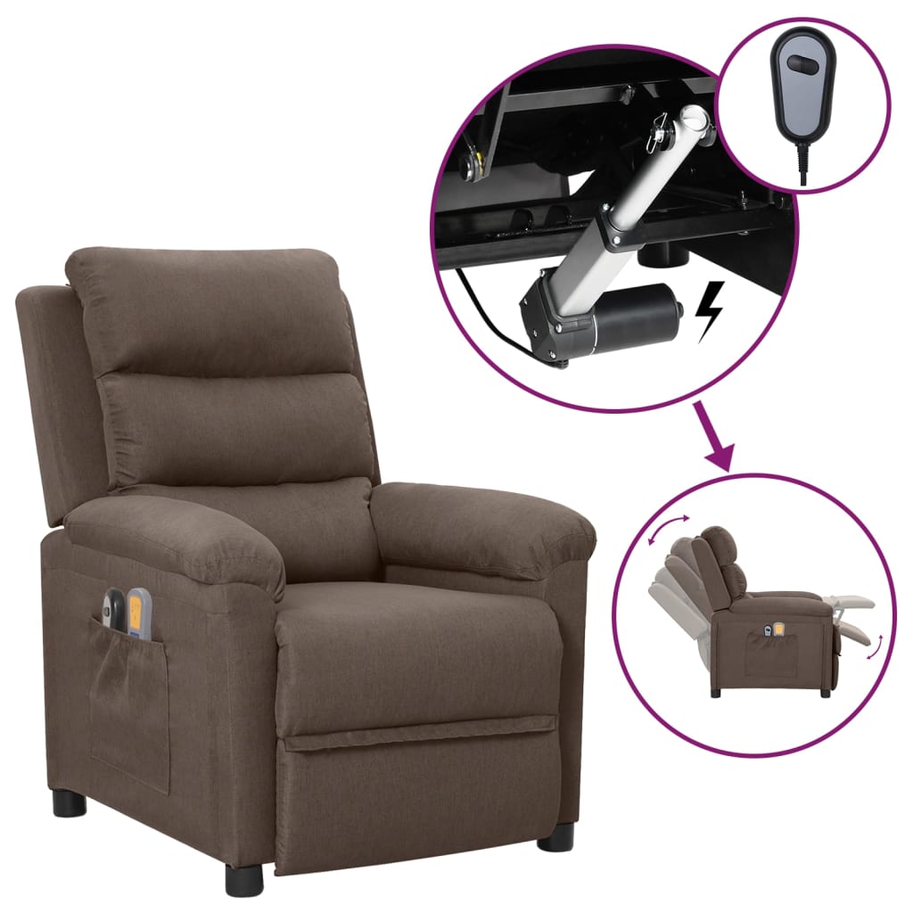 JUNG Vida Massagesessel Elektrisch Taupe Stoff