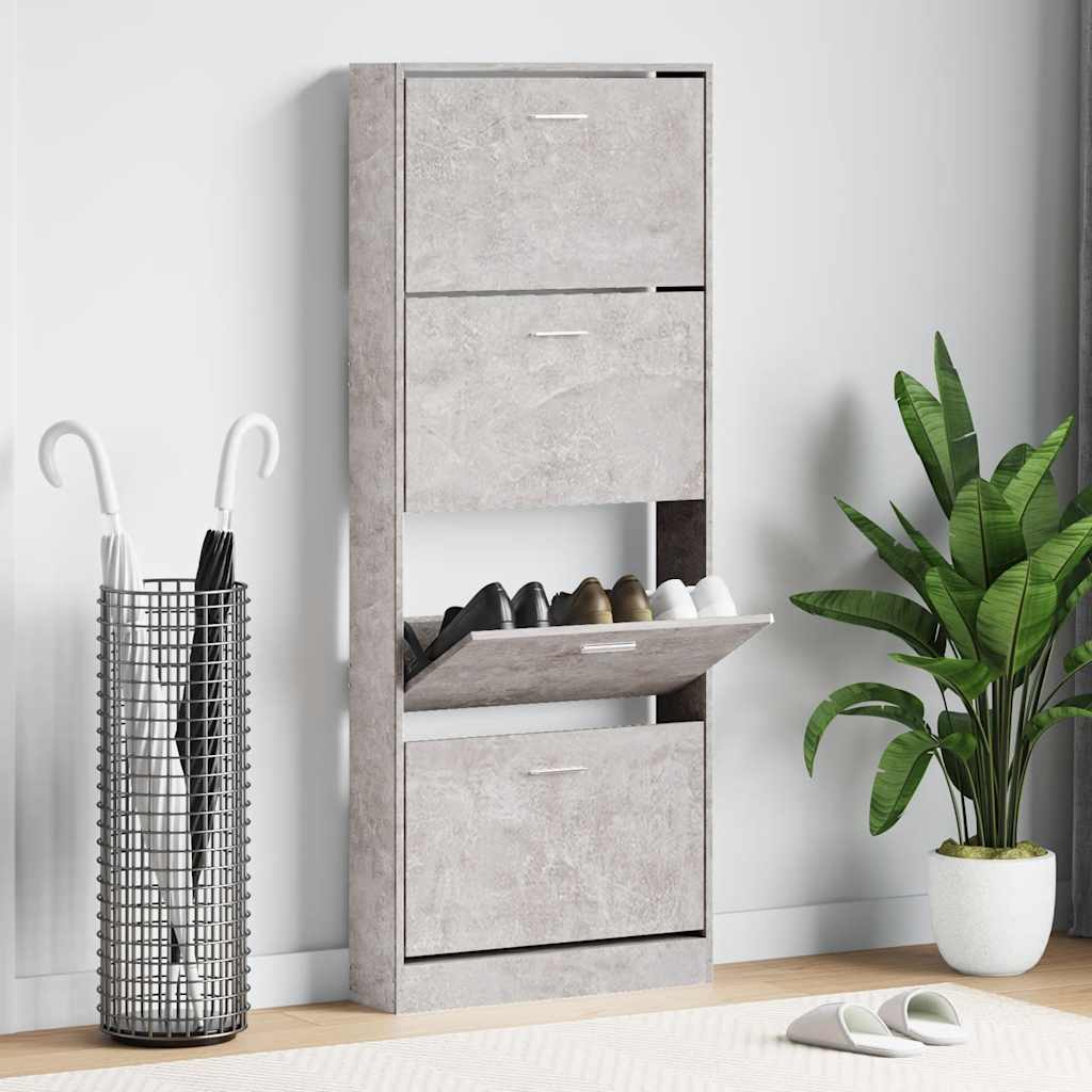 JUNG Vida Schuhschrank Betongrau 59x17x150 cm Holzwerkstoff