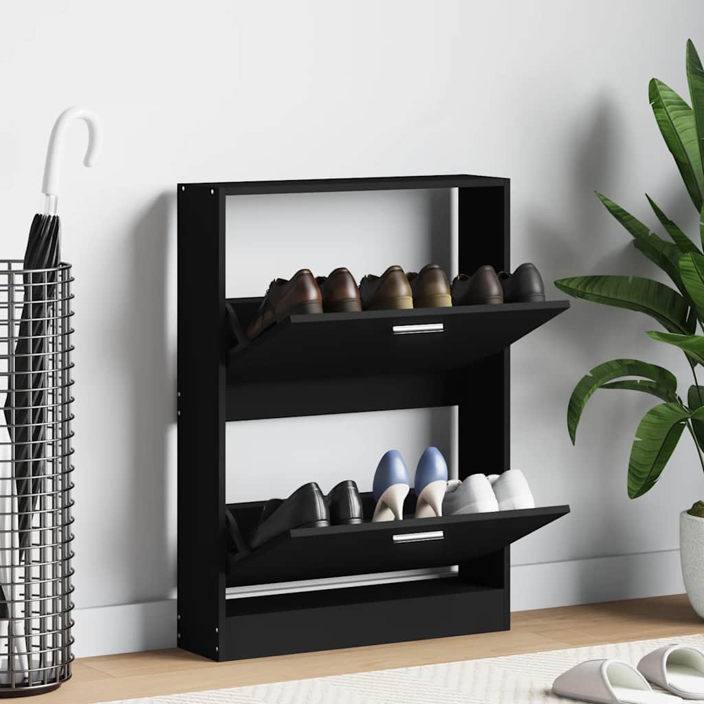 JUNG Vida Schuhschrank Schwarz 59x17x81 cm Holzwerkstoff