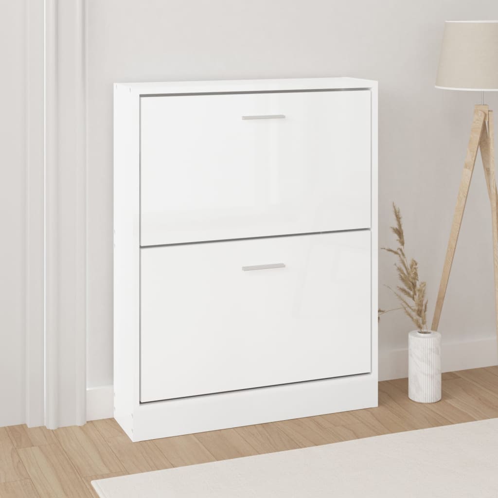 JUNG Vida Schuhschrank Hochglanz-Weiß 59x17x81 cm Holzwerkstoff