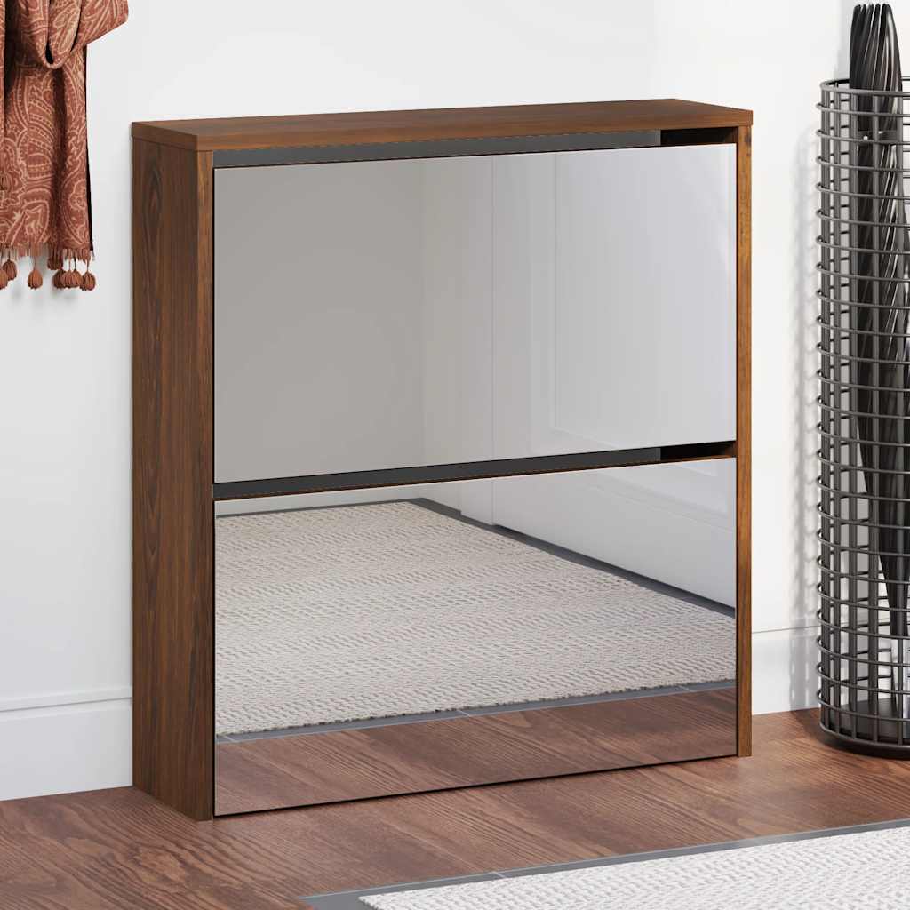 JUNG Vida Schuhschrank mit Spiegel 2 Fächer Braun Eichen-Optik 63x17x67cm