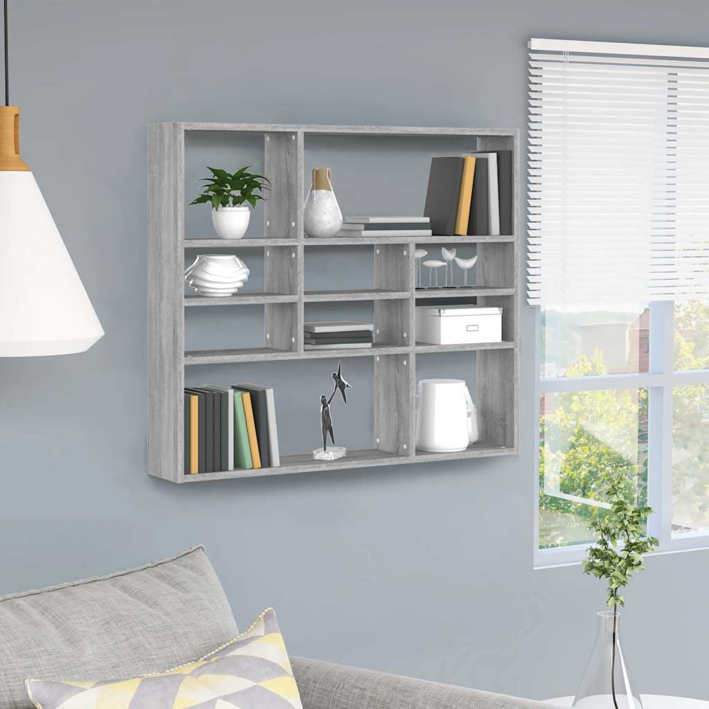 JUNG Vida Wandregal Grau Sonoma 90x16x78 cm Holzwerkstoff